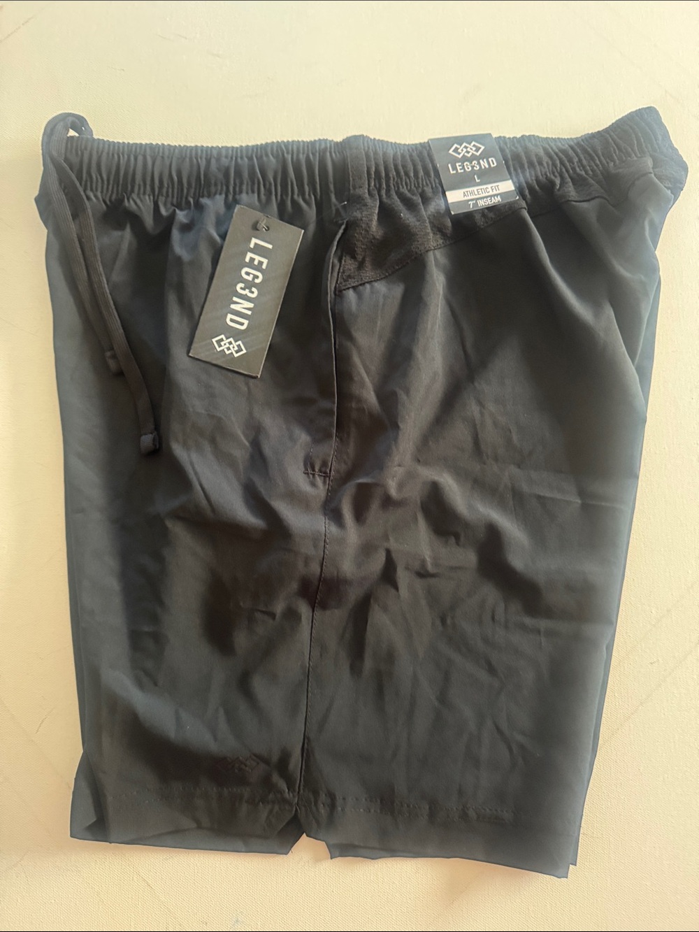 Black Athletic Shorts Mens Large Leg3nd Zip Pocket